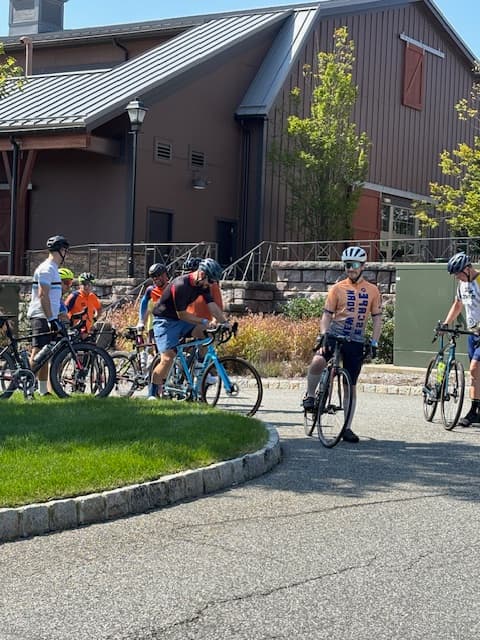 Rest stop scene with bikes